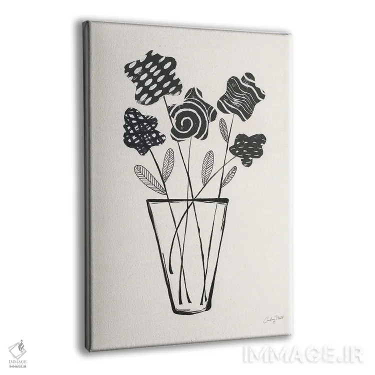 تابلو مینیمال گل های مدرن شماره دو اثر کورتنی پرال - نمای پرسپکتیو محصول