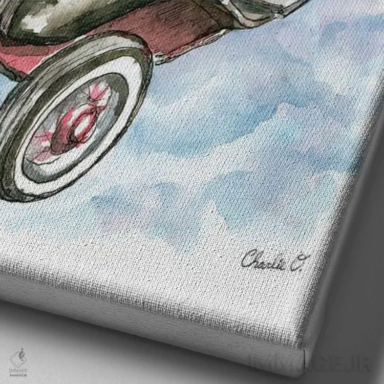 تابلو دکوراتیو ماشین های پرنده اثر چارلی اوشیلدز - نمای نزدیک بافت بوم