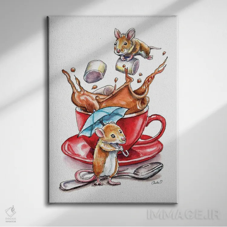 تابلو دکوراتیو درست کردن هات چاکلت اثر چارلی اوشیلدز - نمای روبهرو روی دیوار