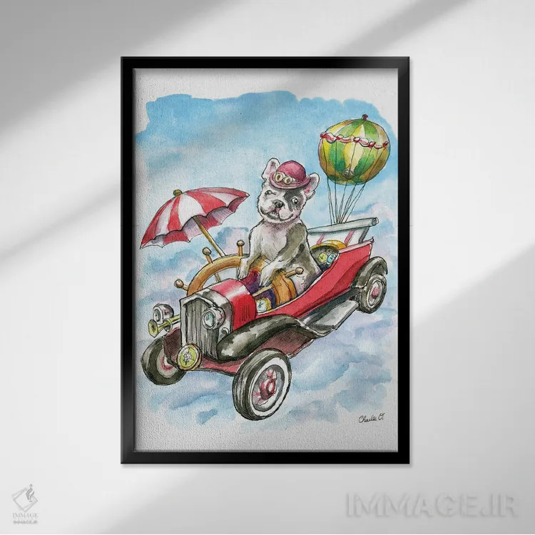 تابلو دکوراتیو ماشین های پرنده اثر چارلی اوشیلدز - نمای قابدار مشکی