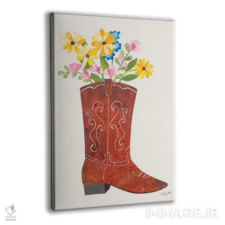 تابلو دکوراتیو چکمه کابوی دخترانه غربی شماره پنج اثر کورتنی پرال - نمای پرسپکتیو محصول