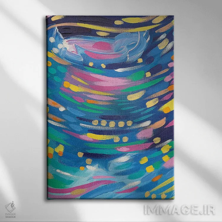 تابلو انتزاعی سلت ها شماره سه اثر سارا کوی - نمای روبهرو روی دیوار