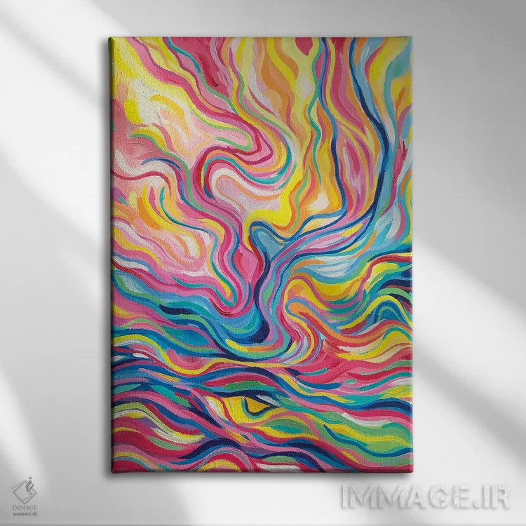 تابلو انتزاعی آزادی اثر سارا کوی - نمای روبهرو روی دیوار