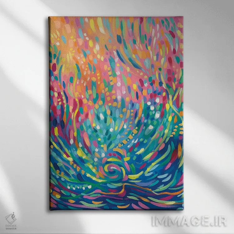 تابلو انتزاعی دراویدهیل اثر سارا کوی - نمای روبهرو روی دیوار