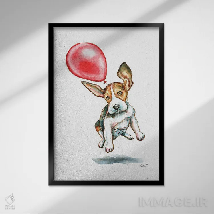 تابلو دکوراتیو شناور شدن و دور شدن اثر چارلی اوشیلدز - نمای قابدار مشکی