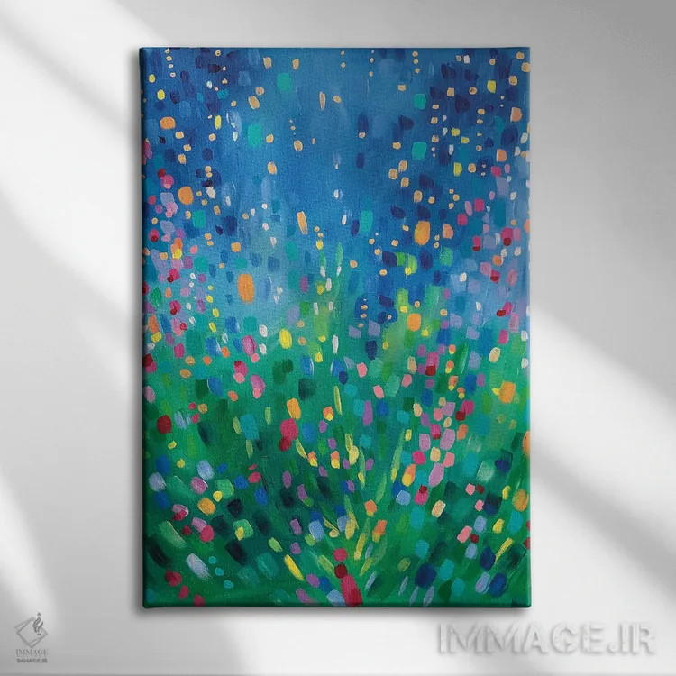 تابلو انتزاعی فرثن اثر سارا کوی - نمای روبهرو روی دیوار