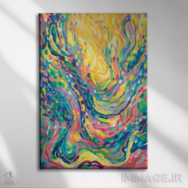 تابلو انتزاعی شاه جنگل اثر سارا کوی - نمای روبهرو روی دیوار