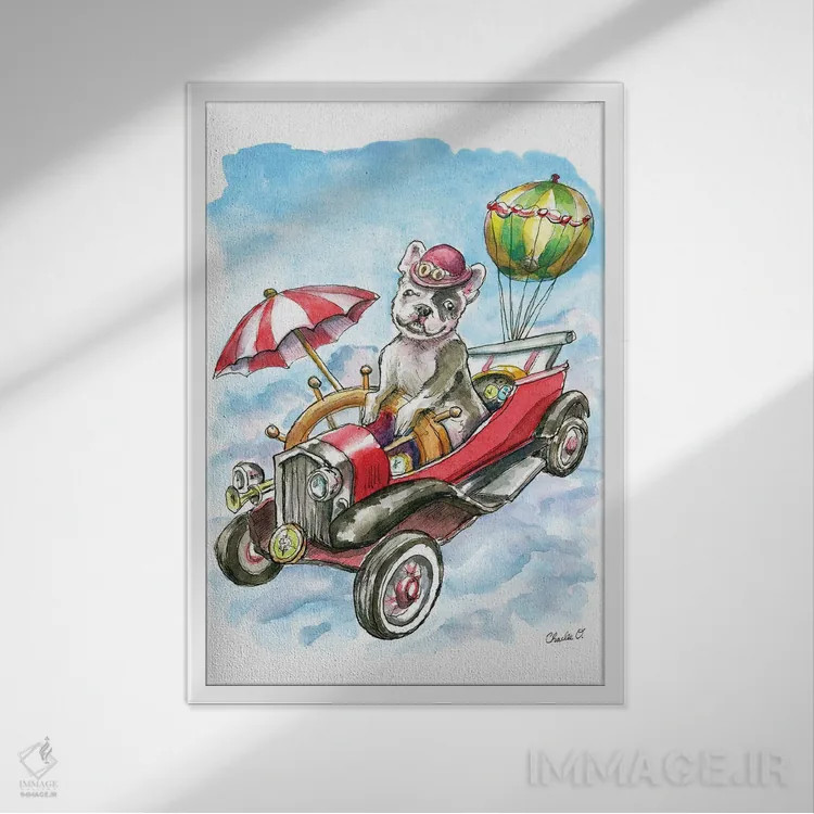 تابلو دکوراتیو ماشین های پرنده اثر چارلی اوشیلدز - نمای قابدار سفید