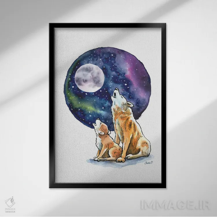 تابلو دکوراتیو زوزه زدن به ماه اثر چارلی اوشیلدز - نمای قابدار مشکی