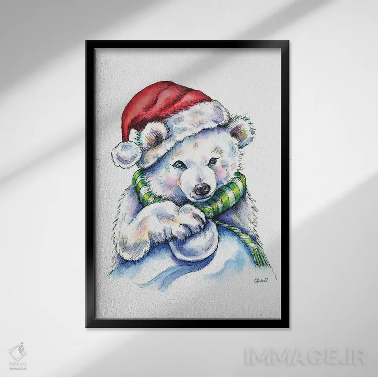 تابلو دکوراتیو جنگ گلوله های برفی اثر چارلی اوشیلدز - نمای قابدار مشکی