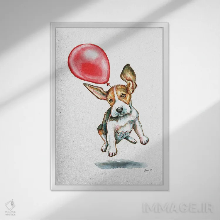 تابلو دکوراتیو شناور شدن و دور شدن اثر چارلی اوشیلدز - نمای قابدار سفید