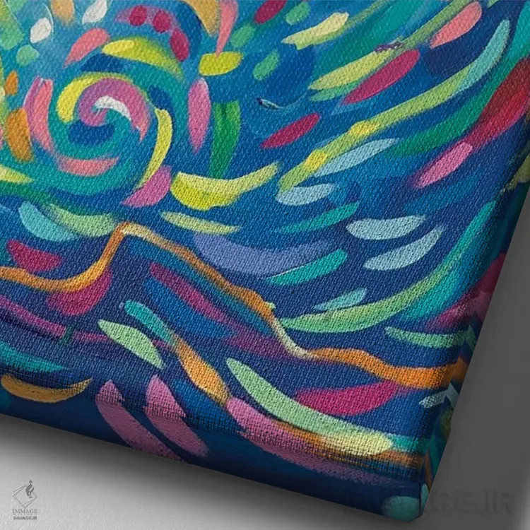 تابلو انتزاعی دراویدهیل اثر سارا کوی - نمای نزدیک بافت بوم