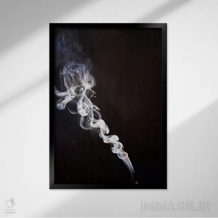 تابلو دکوراتیو دود عود در حال برخاستن، نیوزیلند اثر کالین مونتیث - نمای قابدار مشکی