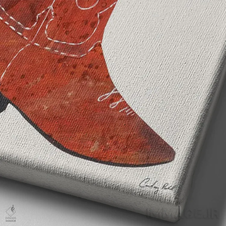 تابلو دکوراتیو چکمه کابوی دخترانه غربی شماره پنج اثر کورتنی پرال - نمای نزدیک بافت بوم