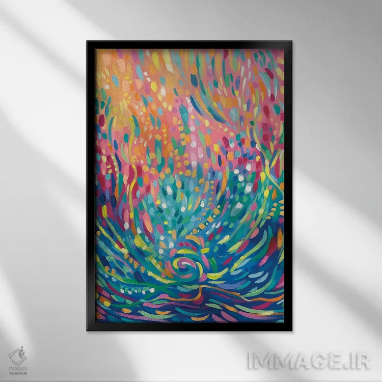 تابلو انتزاعی دراویدهیل اثر سارا کوی - نمای قابدار مشکی