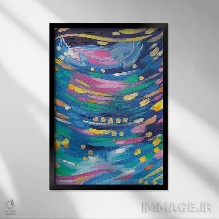 تابلو انتزاعی سلت ها شماره سه اثر سارا کوی - نمای قابدار مشکی