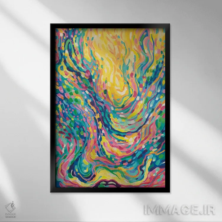 تابلو انتزاعی شاه جنگل اثر سارا کوی - نمای قابدار مشکی