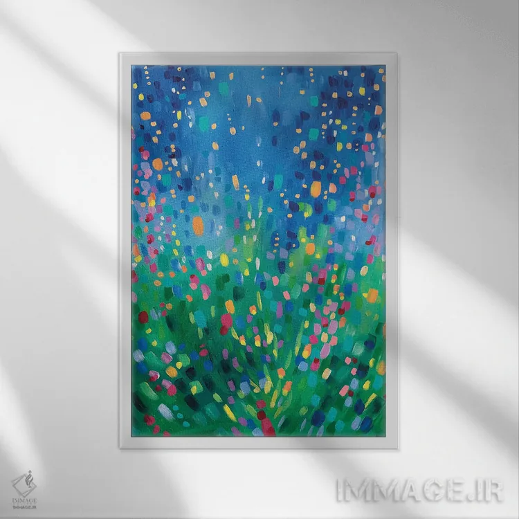 تابلو انتزاعی فرثن اثر سارا کوی - نمای قابدار سفید