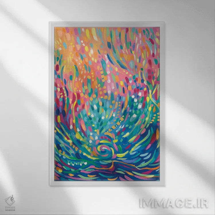 تابلو انتزاعی دراویدهیل اثر سارا کوی - نمای قابدار سفید