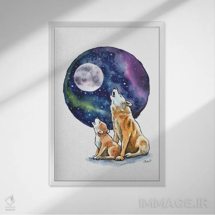 تابلو دکوراتیو زوزه زدن به ماه اثر چارلی اوشیلدز - نمای قابدار سفید