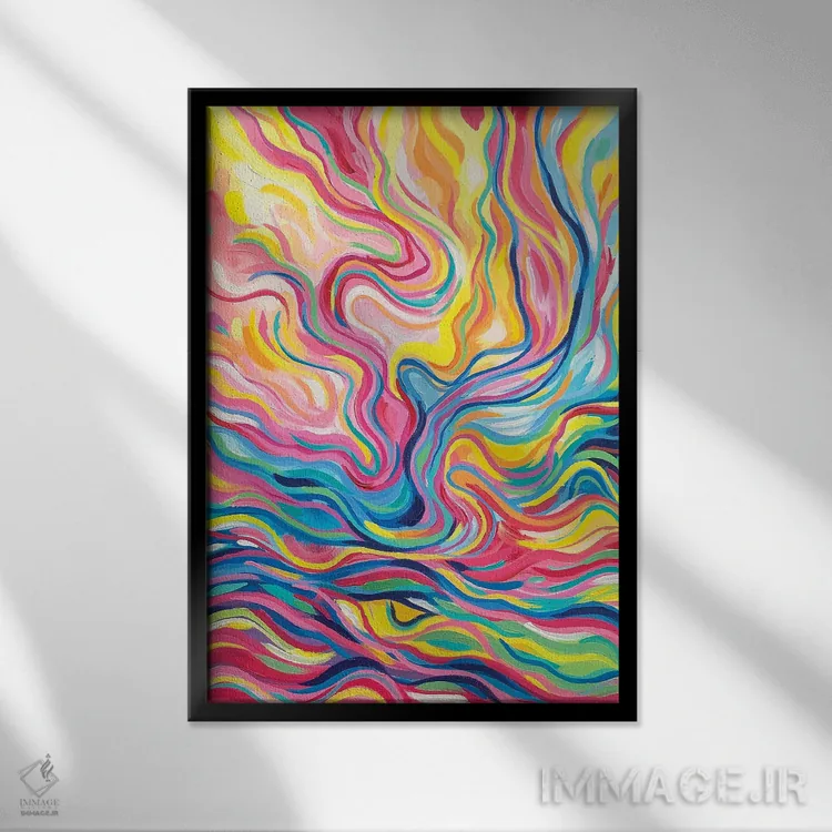 تابلو انتزاعی آزادی اثر سارا کوی - نمای قابدار مشکی