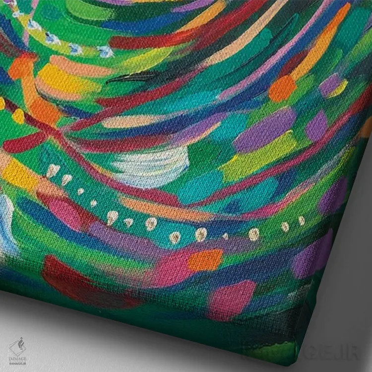 تابلو انتزاعی جنگل شب اثر سارا کوی - نمای نزدیک بافت بوم