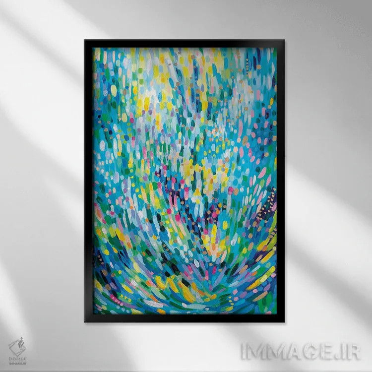 تابلو انتزاعی رویای دوشیزه دریا اثر سارا کوی - نمای قابدار مشکی