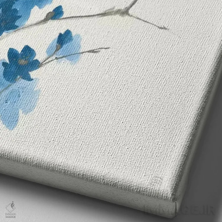 تابلو دکوراتیو شاخه آبی شماره یک اثر کریس پاشکه - نمای نزدیک بافت بوم