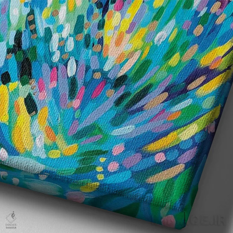 تابلو انتزاعی رویای دوشیزه دریا اثر سارا کوی - نمای نزدیک بافت بوم