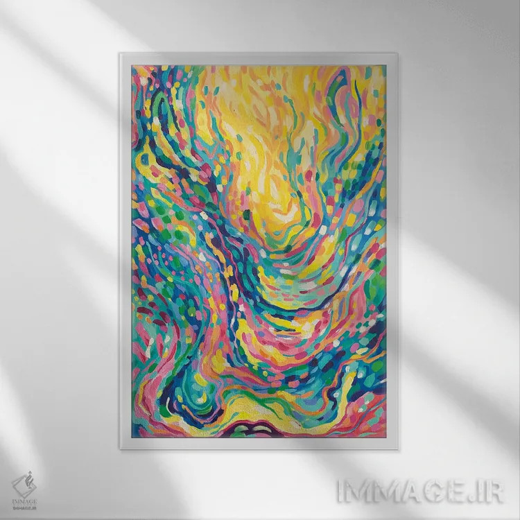 تابلو انتزاعی شاه جنگل اثر سارا کوی - نمای قابدار سفید