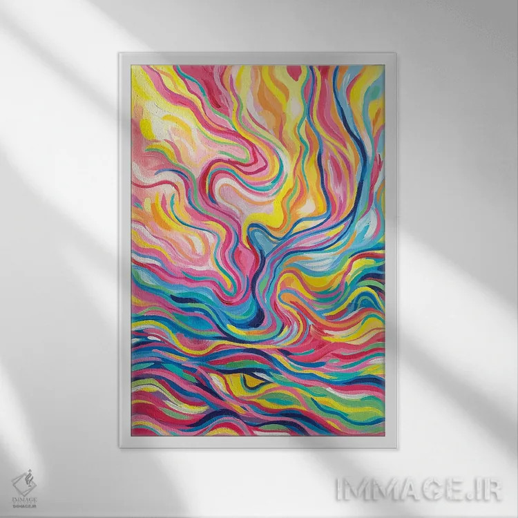 تابلو انتزاعی آزادی اثر سارا کوی - نمای قابدار سفید