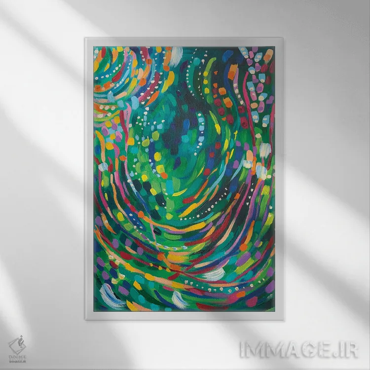 تابلو انتزاعی جنگل شب اثر سارا کوی - نمای قابدار سفید