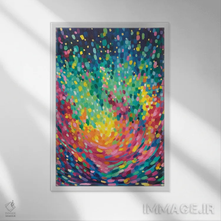 تابلو انتزاعی بیول آیتریس اثر سارا کوی - نمای قابدار سفید