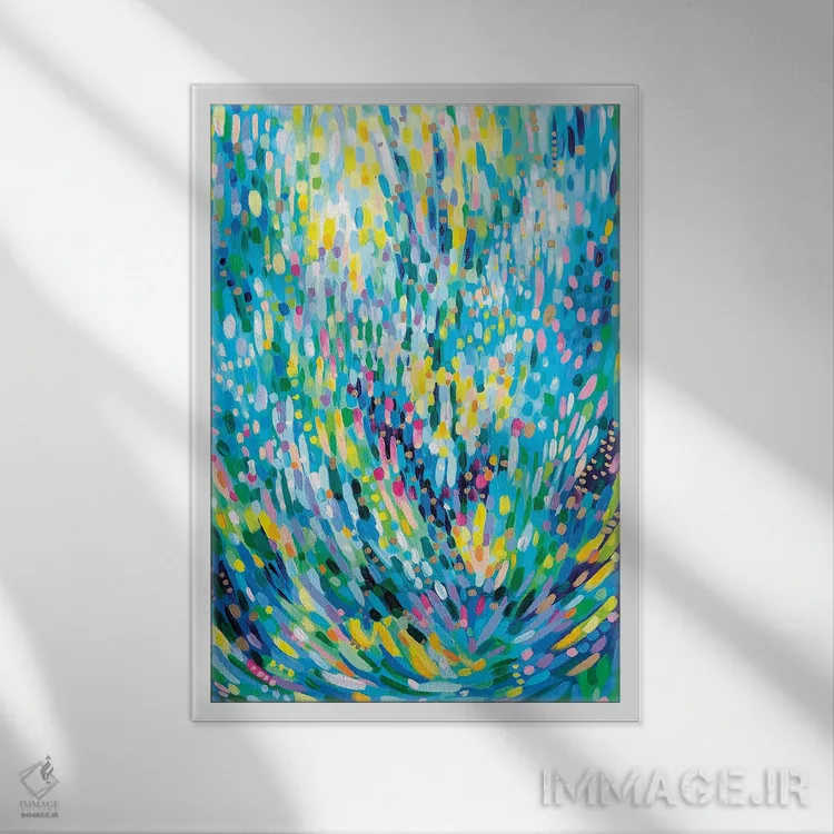 تابلو انتزاعی رویای دوشیزه دریا اثر سارا کوی - نمای قابدار سفید