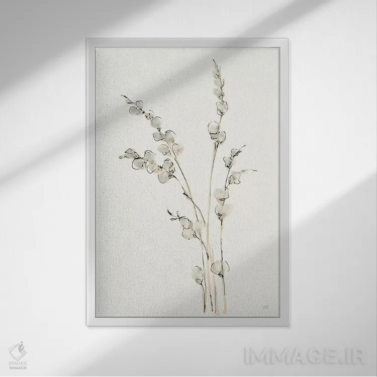 تابلو مدرن شاخه های بید کت کتی شماره چهار اثر کریس پاشکه - نمای قابدار سفید