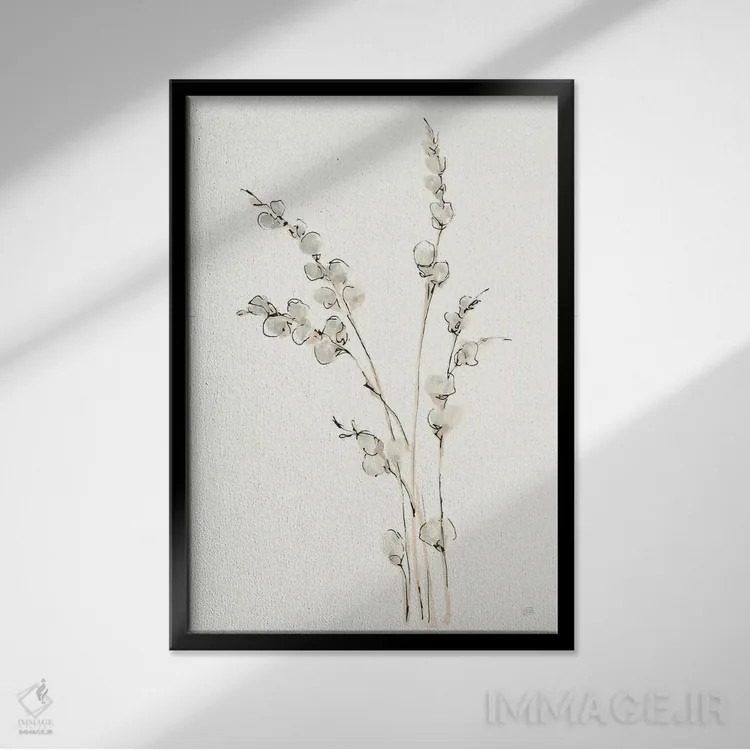 تابلو مدرن شاخه های بید کت کتی شماره چهار اثر کریس پاشکه - نمای قابدار مشکی