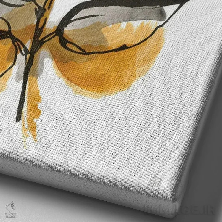 تابلو مینیمال برگ های کهربایی شماره یک اثر کریس پاشکه - نمای نزدیک بافت بوم