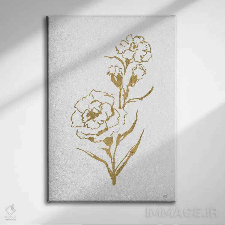 تابلو مینیمال میخک خط طلایی شماره سه اثر کریس پاشکه - نمای روبهرو روی دیوار