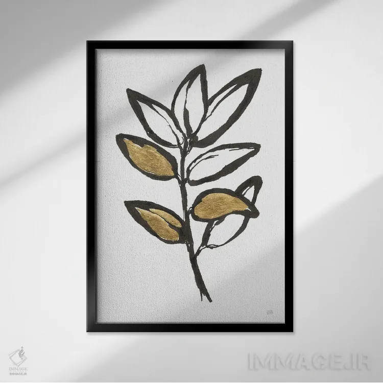 تابلو دکوراتیو برگدار شماره نه اثر کریس پاشکه - نمای قابدار مشکی