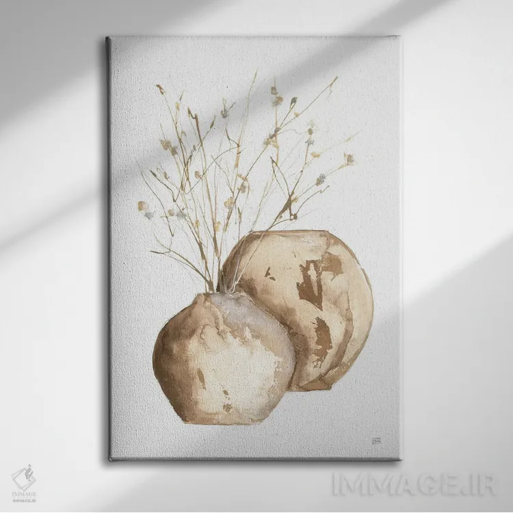 تابلو مینیمال شاخه گلدان اثر کریس پاشکه - نمای روبهرو روی دیوار