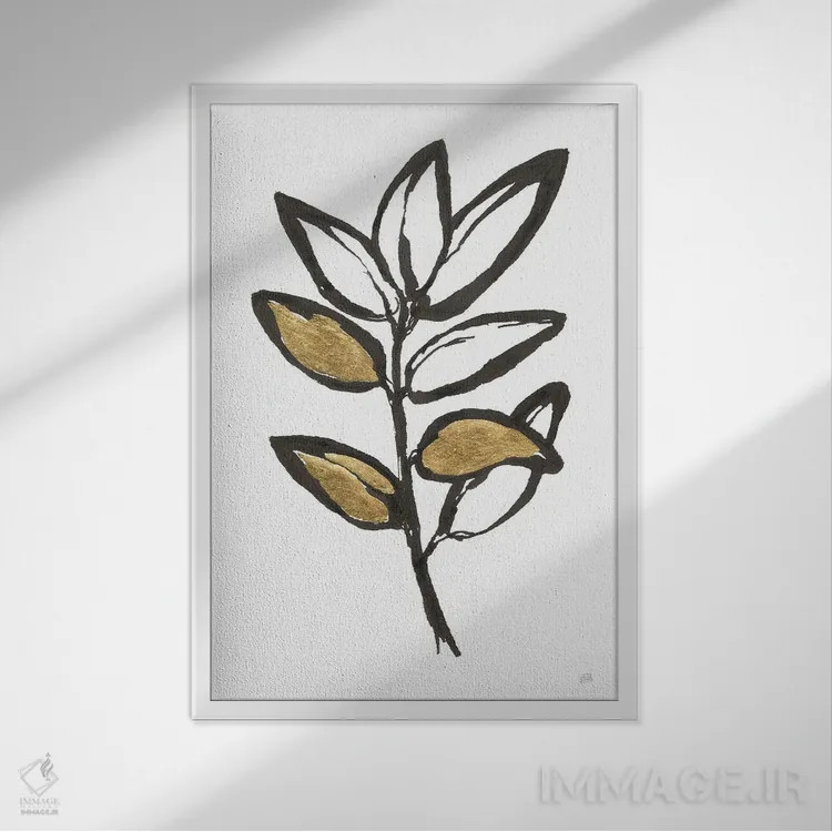 تابلو دکوراتیو برگدار شماره نه اثر کریس پاشکه - نمای قابدار سفید