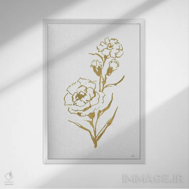 تابلو مینیمال میخک خط طلایی شماره سه اثر کریس پاشکه - نمای قابدار سفید
