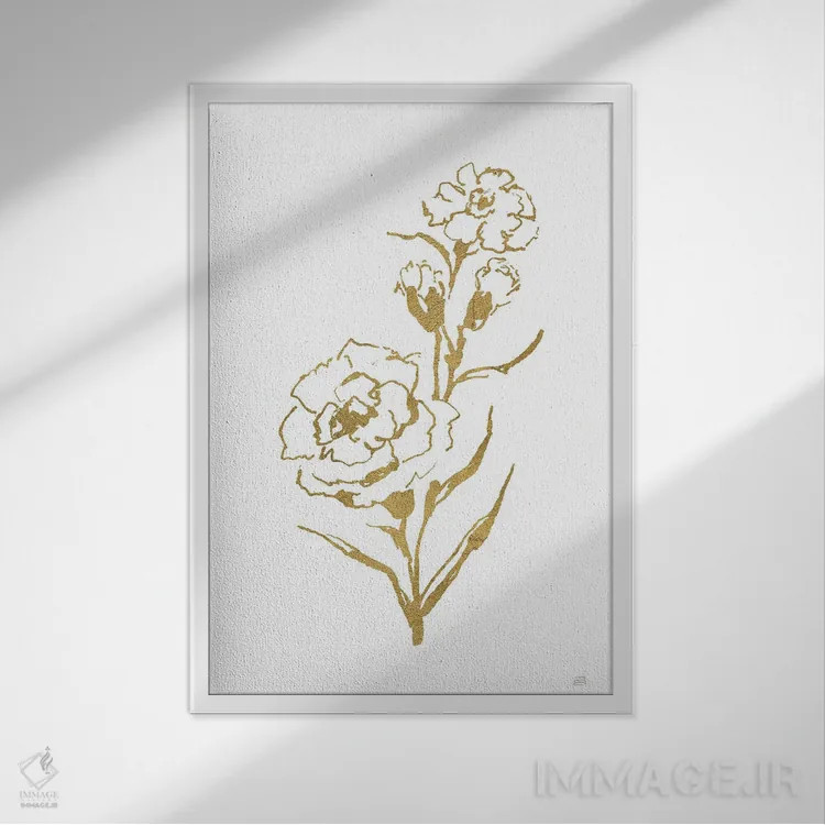 تابلو مینیمال میخک خط طلایی شماره سه اثر کریس پاشکه - نمای قابدار سفید