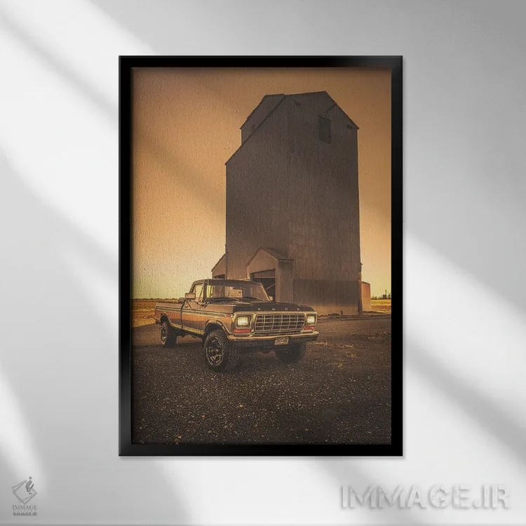 تابلو دکوراتیو فورد اف-۱۵۰ مدل ۱۹۷۹ سفارشی اثر کریستوفر توماس - نمای قابدار مشکی