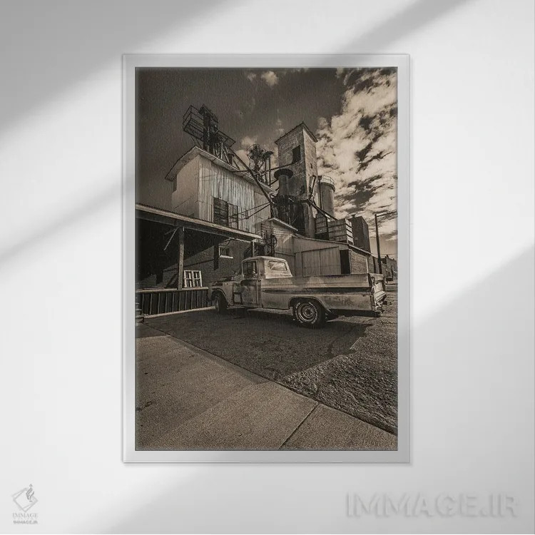 تابلو دکوراتیو شرکت آسانسور گریلی اثر کریستوفر توماس - نمای قابدار سفید