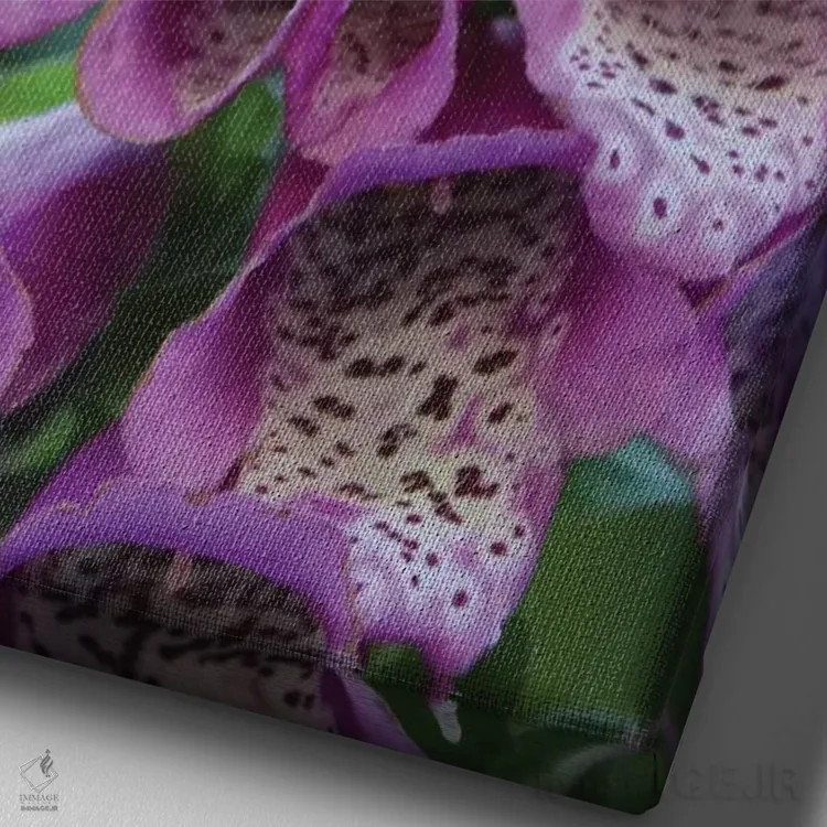 تابلو دکوراتیو گل آویز بنفش اثر آنا کوپل - نمای نزدیک بافت بوم