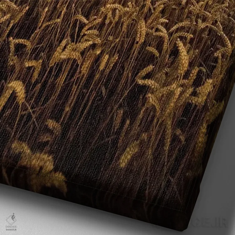 تابلو دکوراتیو مزارع طلایی اثر چاد پاول - نمای نزدیک بافت بوم