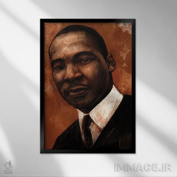 تابلو دکوراتیو مارتین لوتر کینگ جونیور اثر کریستین پانی آگوا - نمای قابدار مشکی