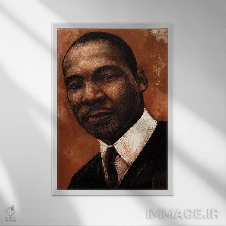 تابلو دکوراتیو مارتین لوتر کینگ جونیور اثر کریستین پانی آگوا - نمای قابدار سفید