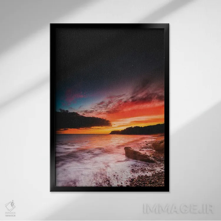 تابلو دکوراتیو شفق در خلیج مانت اثر چاد پاول - نمای قابدار مشکی